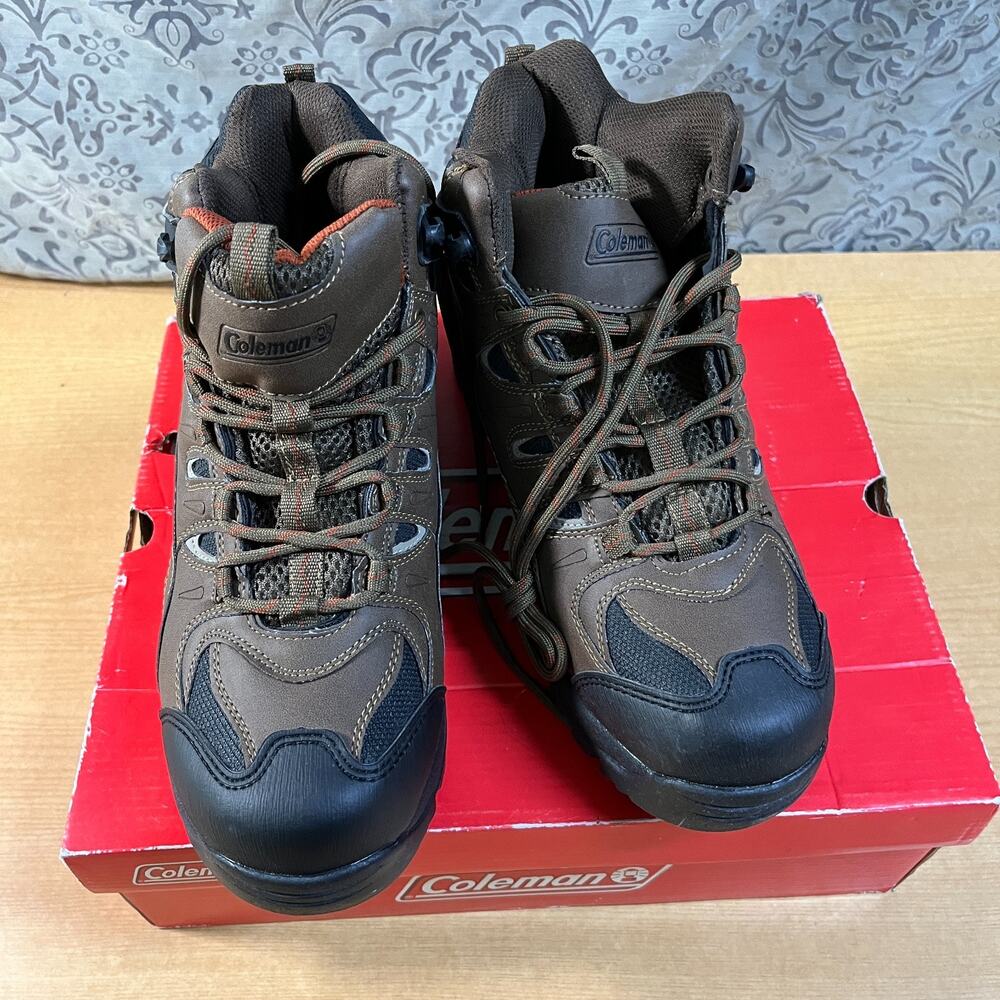 Coleman Mens 10.5 Kamper Brown Lace Up Ankle Waterproof Trail Hiking Boots NIB